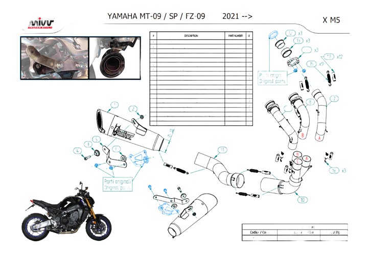 Ligne complète MIVV X-M5 pour Yamaha MT09 2021-2023 (Y.068.SC5B)