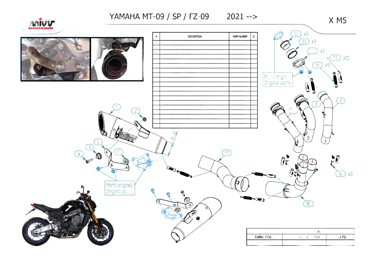 Ligne complète MIVV X-M5 pour Yamaha MT09 2021-2023 (Y.068.SC5B)