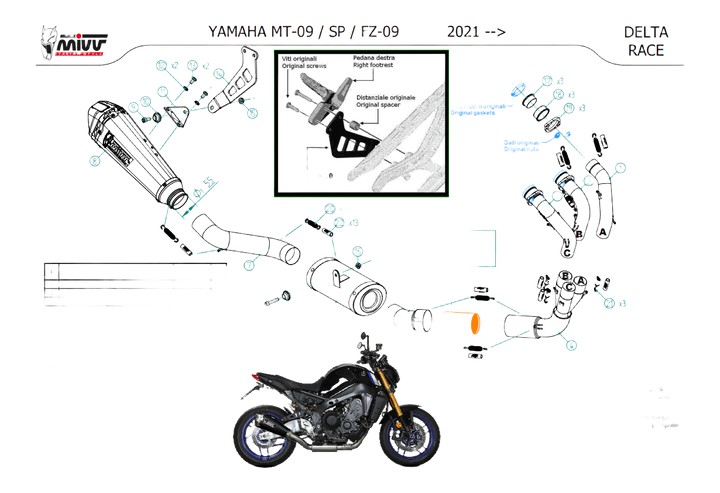 Ligne complète MIVV Delta Race carbone Yamaha MT-09/SP 2021-2023 (Y.066.LDRC)