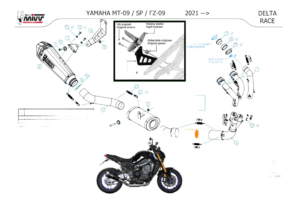 Ligne complète MIVV Delta Race carbone Yamaha MT-09/SP 2021-2023 (Y.066.LDRC)