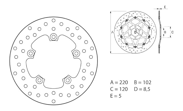 DISQUE DE FREIN ARRIERE BREMBO ORO APRILIA RS660 2020-2025 (68B407G6)