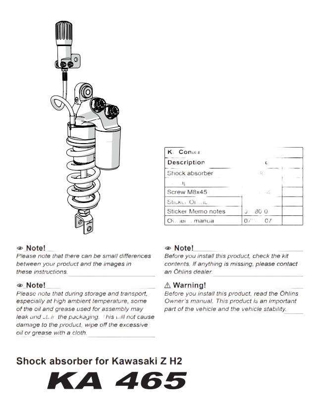 AMORTISSEUR ARRIÈRE OHLINS TTX-GP KAWASAKI ZH2 2020-2024 (KA465)