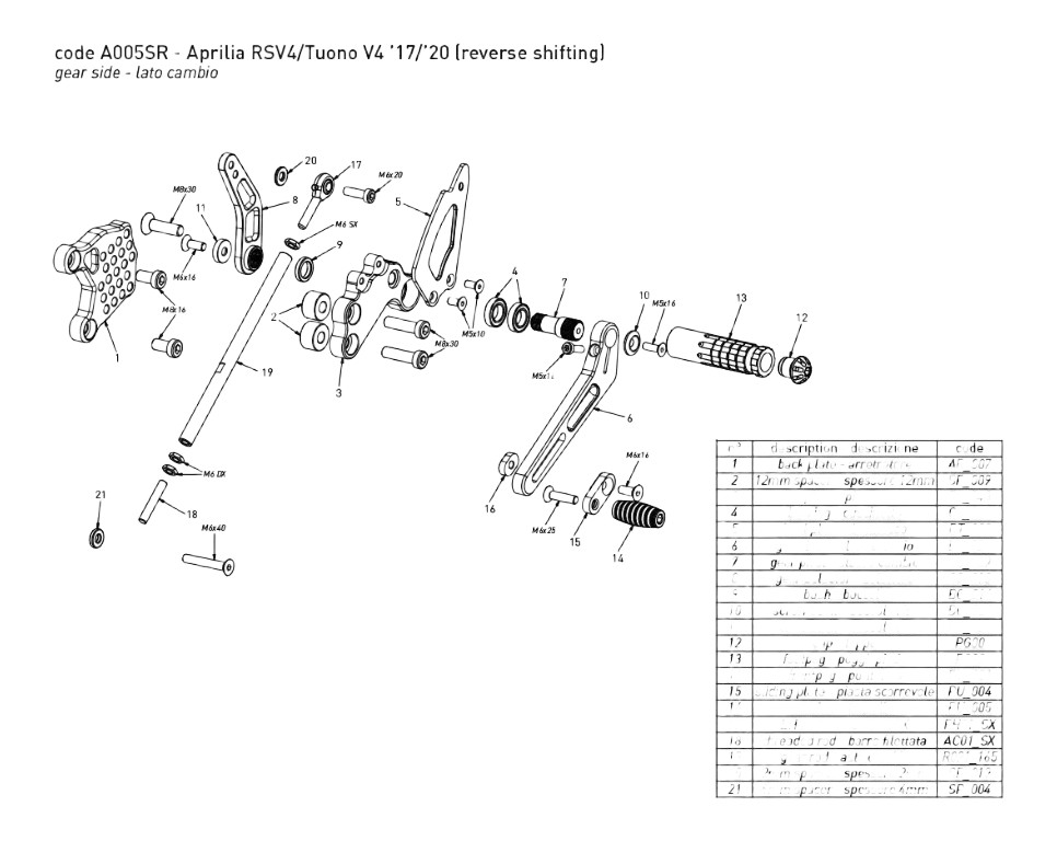 PLATINE GAUCHE COMPLETE INVERSE BONAMICI POUR RSV4 A005SR