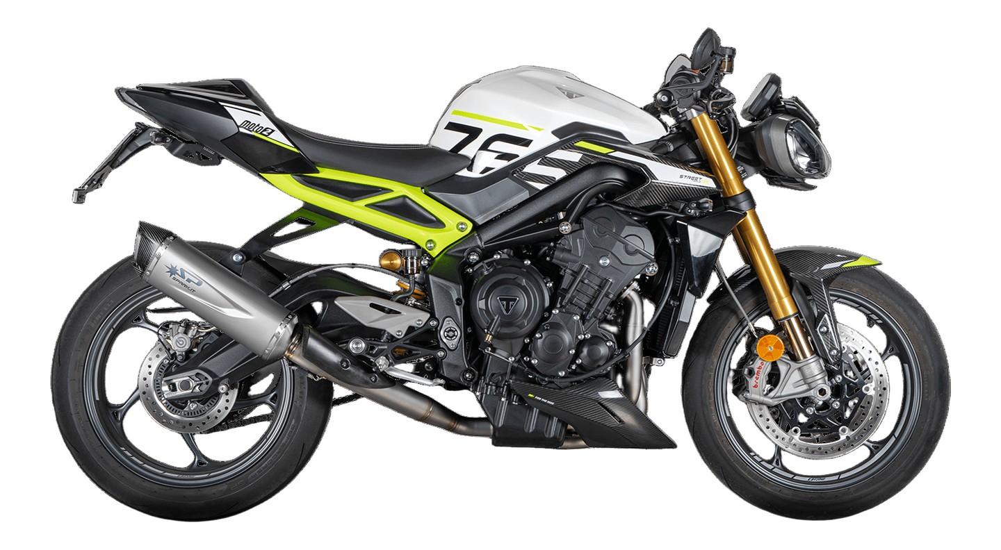 Ligne 3/4 inox/titane silencieux FORCE EVO Street Triple 765R/S/RS, Daytona Moto2 765 2017-2024 SPARK (GTR0510T)