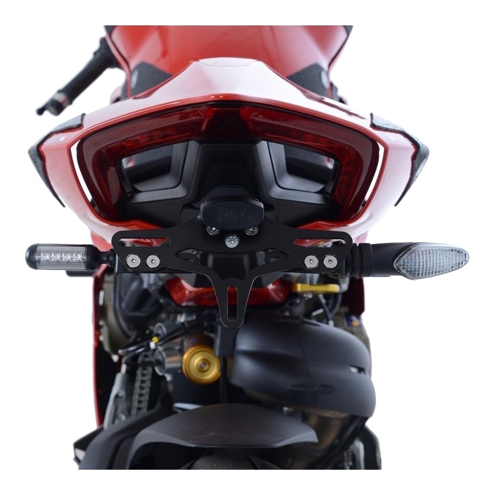 Support de plaque d'immatriculation R&G Racing Panigale V4/V4R/V4S 2018-2024, Streetfighter V4/V4S 2020-2024, Panigale V2 2020-2024 (LP0243BK)