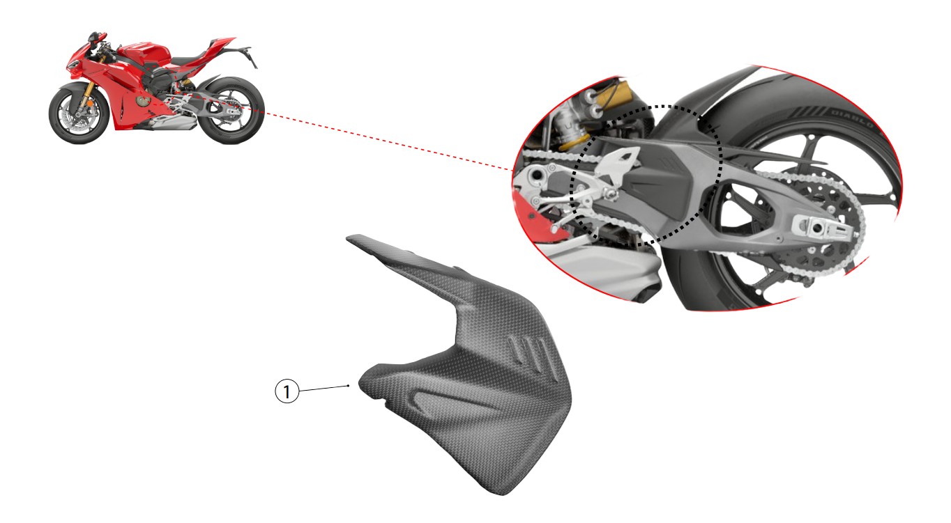 PROTECTION DE BRAS OSCILLANT DUCABIKE CARBONE BRILLANT PANIGALE V4 2025 (CRB234L)