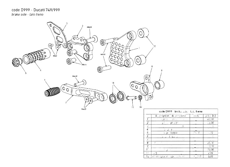 COMMANDES RECULÉES BONAMICI DUCATI 749 / 999