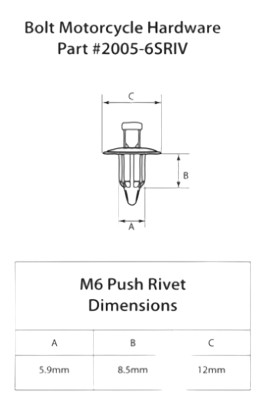 Rivets plastique M6 BOLT (10 pièces)