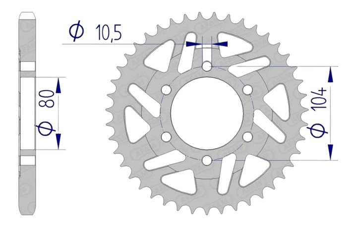 Couronne alu racing AFAM 525 Kawasaki ZX6R / ZX7R / ZX9R / ZX10R / Z1000 / ZH2 (17610)