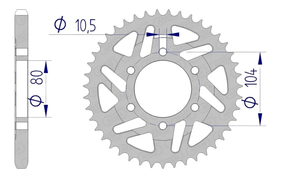Couronne alu racing AFAM 525 Kawasaki ZX6R / ZX7R / ZX9R / ZX10R / Z1000 / ZH2 (17610)