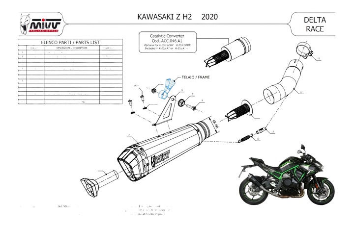 Silencieux MIVV Delta Race pour Kawasaki Z H2 2020-2024 (K.053.LDRB)