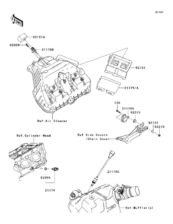 Emplacement de l'ecu dans la boite à air (ref  21175)