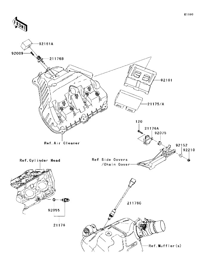 Emplacement de l'ecu dans la boite à air (ref  21175)