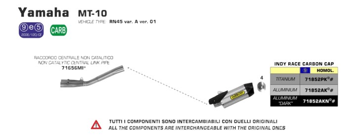 DEMI-LIGNE ARROW YAMAHA MT10