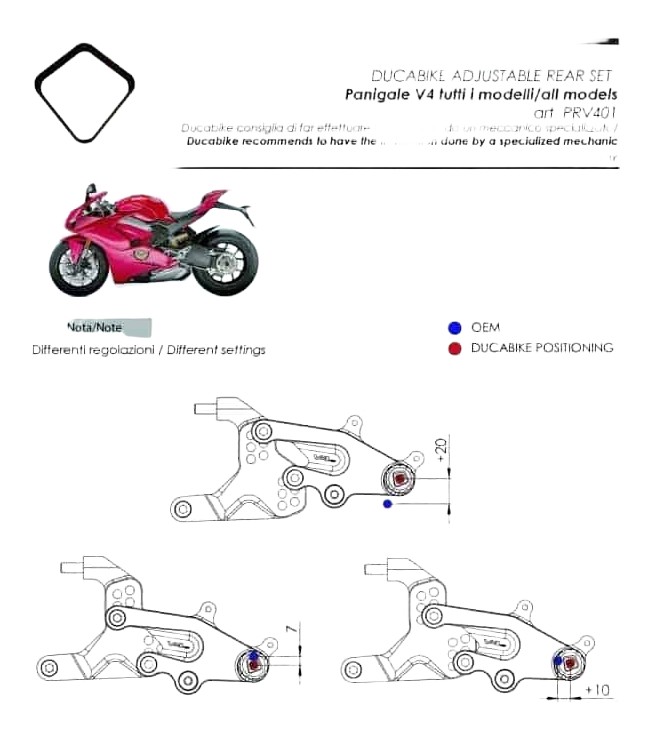COMMANDES RECULÉES DUCABIKE PANIGALE V4 / V4R (PRV401)