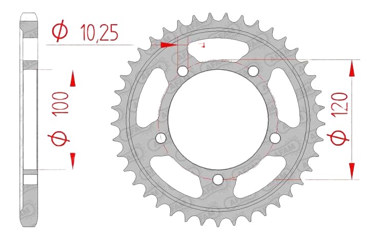 COURONNE ARRIERE AFAM 525 ACIER APRILIA RSV4 09-25