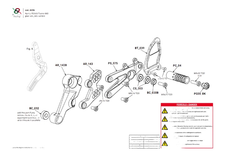 COMMANDES RECULEES BONAMICI APRILIA RS 660 20-26 (A006)
