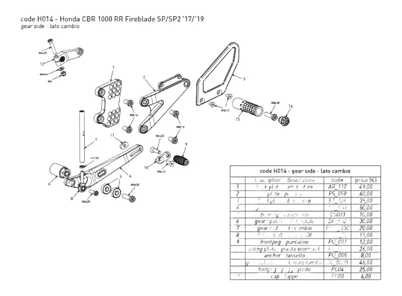 COMMANDES RECULÉES BONAMICI HONDA CBR1000RR / SP 17›19 (H014)