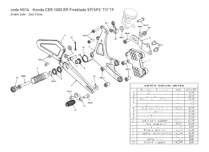 COMMANDES RECULÉES BONAMICI HONDA CBR1000RR / SP 17›19 (H014)