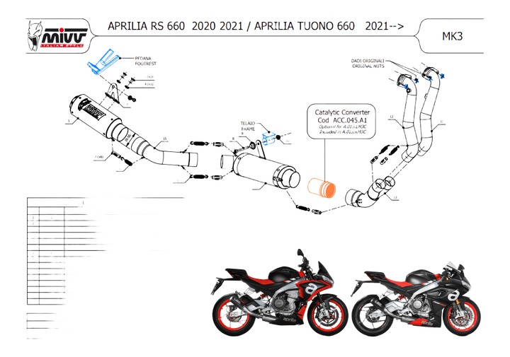 Ligne complète MIVV MK3 carbone/inox APRILIA RS 660 / TUONO 660 (A.013.SM3C)