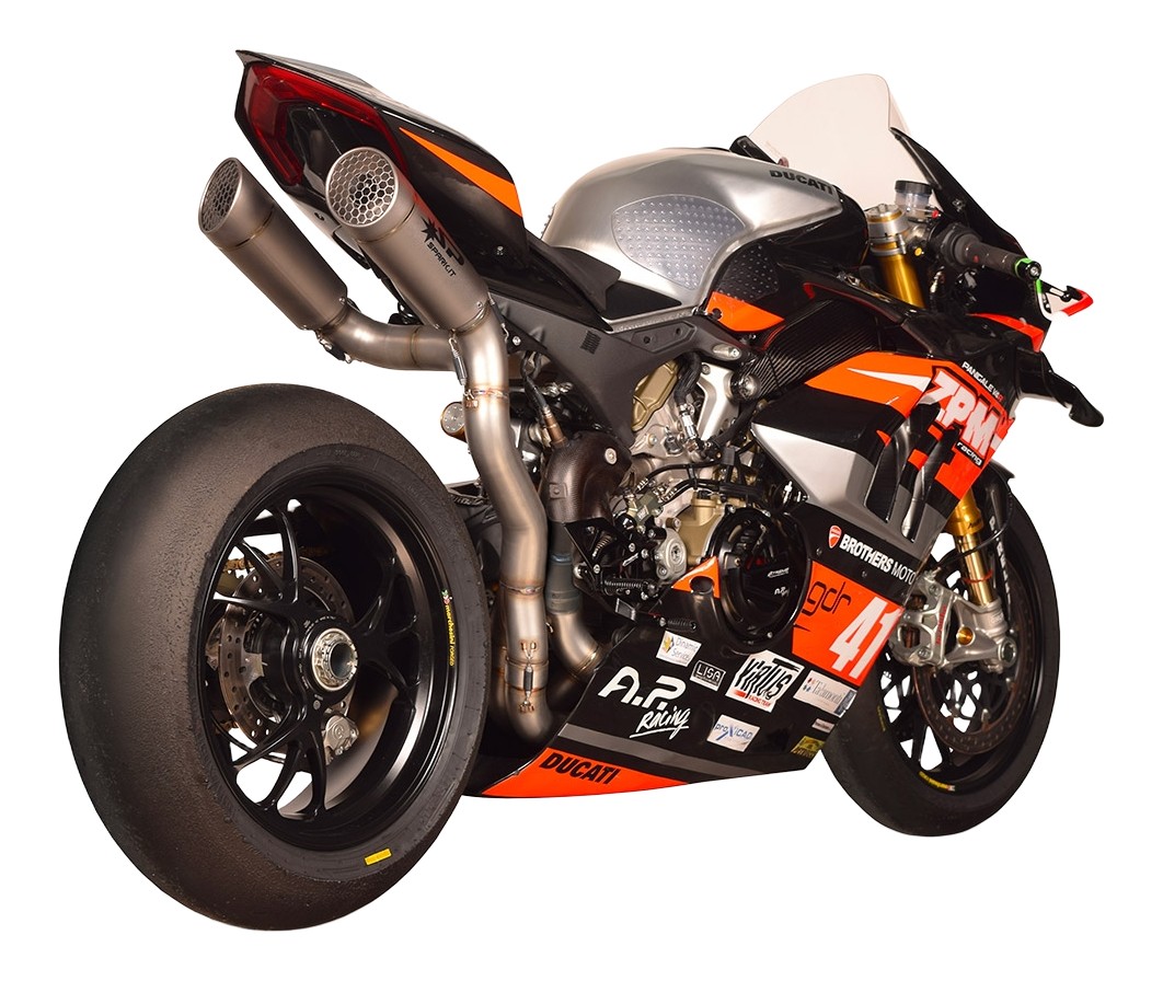 Demi ligne titane SPARK + double Silencieux GRID-O pour DUCATI PANIGALE V4 / S / R 2018›2022 (GDU8827T)