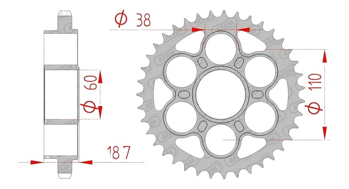 COURONNE ARRIERE AFAM 525 EN ACIER POUR PANIGALE 1199
