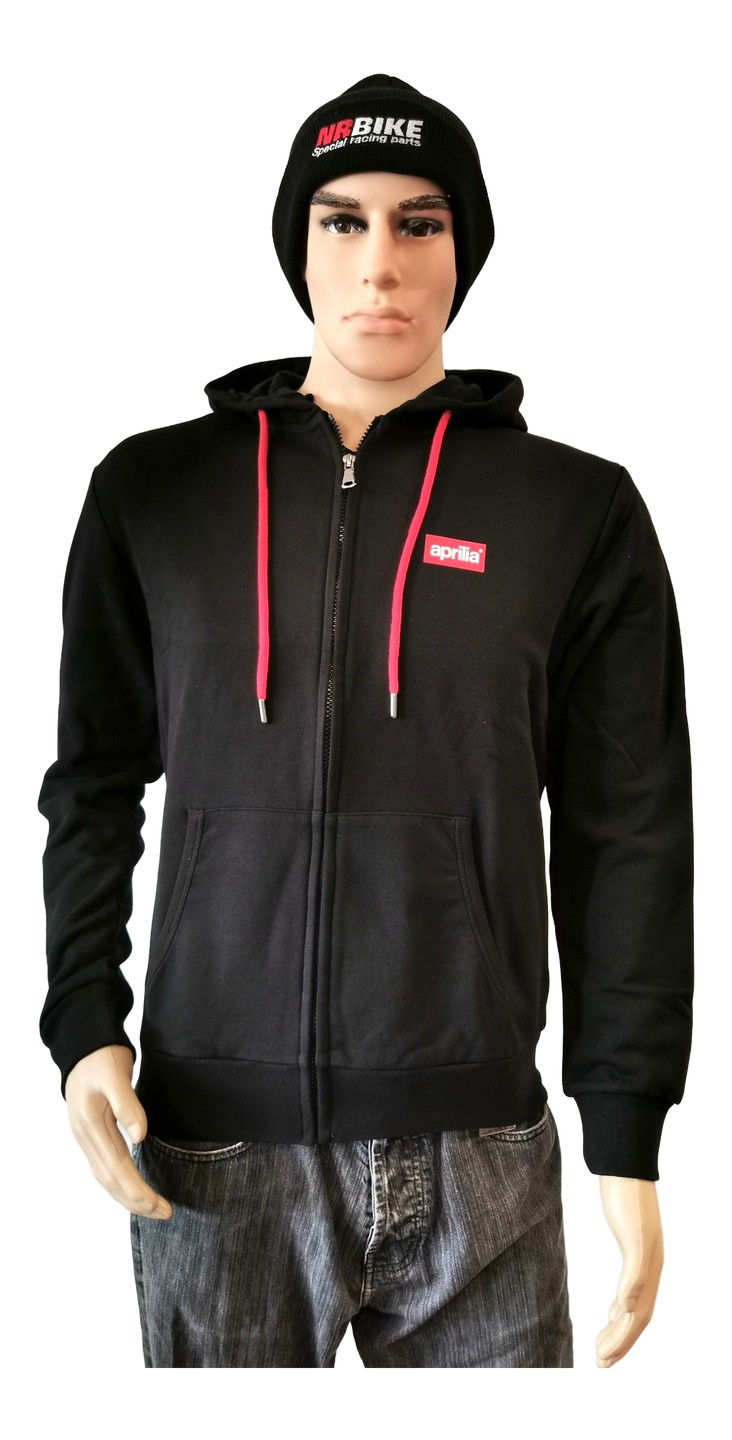 SWEAT ZIP CAPUCHE NOIR APRILIA