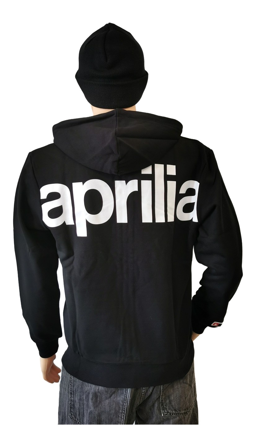 SWEAT ZIP CAPUCHE NOIR APRILIA