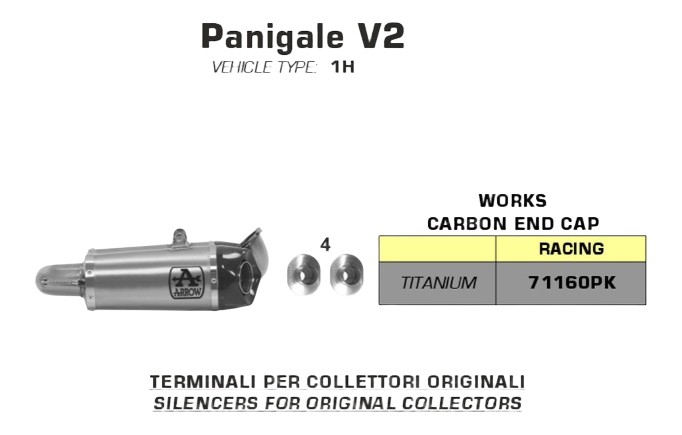 Silencieux WORKS ARROW Titane Ducati Panigale V2 955 2020› (71160PK)