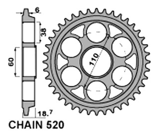 Couronne arrière 520 Alu Ducati PANIGALE V2