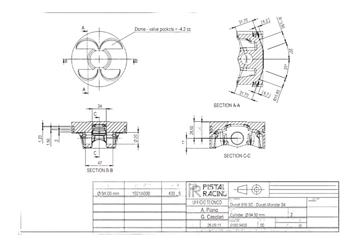 PAIRE DE PISTON PISTAL-RACING SC DUCATI 916 / Monster S4 / ST4