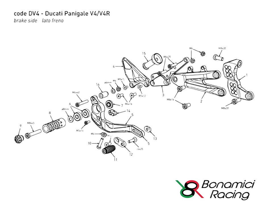 Plaque BONAMICI pour commandes reculées DV4 de PANIGALE V4 (AR_130)