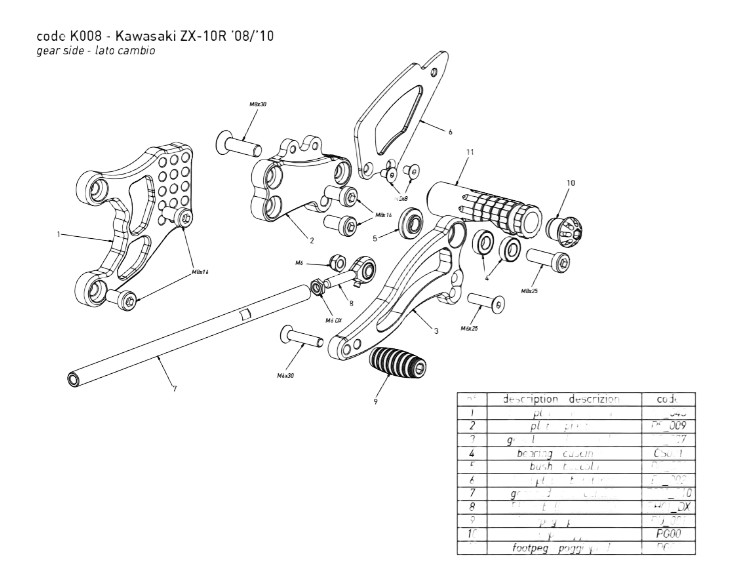 COMMANDES RECULÉES BONAMICI ZX10R 2008-2010
