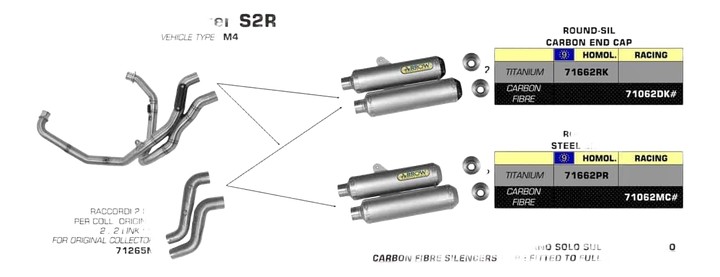 COLLECTEUR ET SILENCIEUX RACING ARROW DUCATI S2R1000
