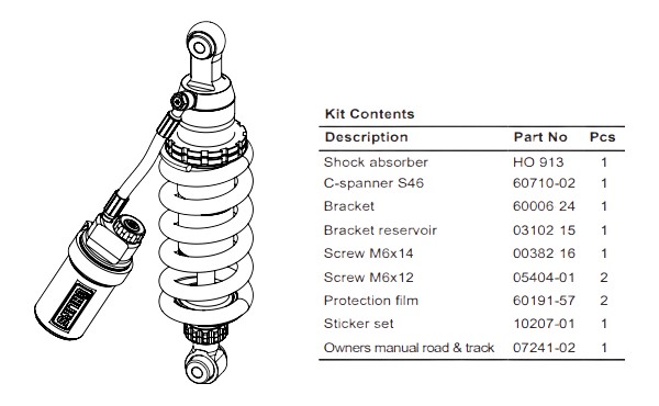 AMORTISSEUR OHLINS S46HR1C1 HONDA CB 650 R / CBR 650 R 2019-2023 (HO913)