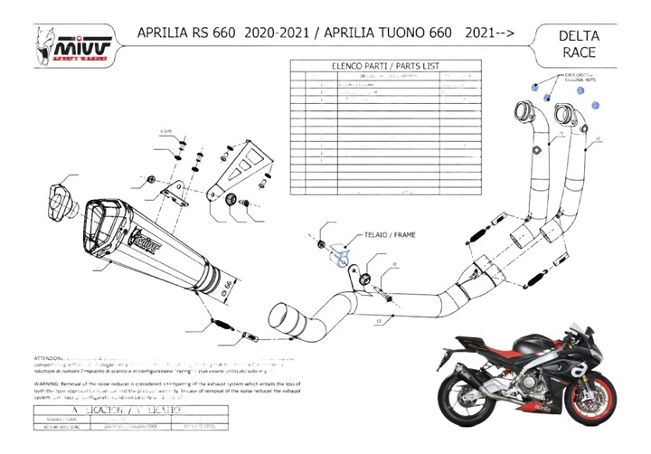 Ligne complète haute MIVV DELTA RACE EVO CARBONE APRILIA RS 660 / TUONO 660 ( X.AP.0001.SDRC)