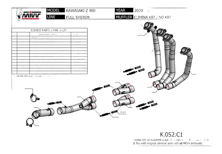 Collecteur racing inox MIVV pour KAWASAKI Z900 20›24 (K.052.C1)