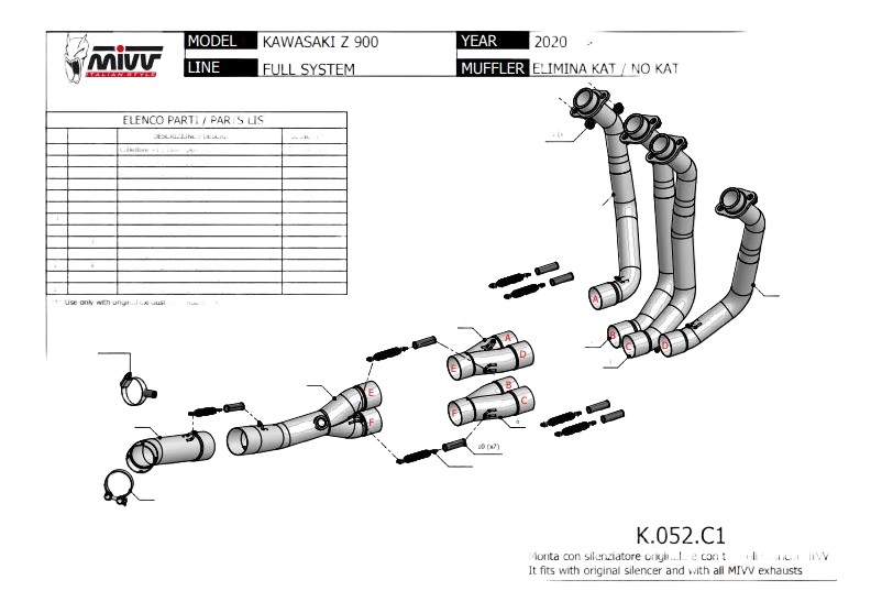 Collecteur racing inox MIVV pour KAWASAKI Z900 20›24 (K.052.C1)
