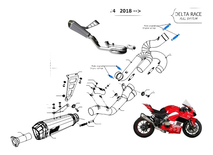 Ligne MIVV titane DELTA RACE EVO pour DUCATI PANIGALE V4 2018›2023 (R.DU.0003.SDRT)