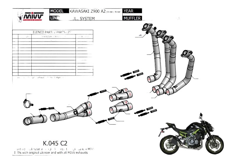 Collecteur décatalysé inox MIVV KAWASAKI Z900 A2 17›23 (K.045.C2)